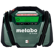 Metabo 600794850 AK 18 MULTI Compressore ad Aria 16 l-min 11 bar Batteria 18 V con Display Retroilluminato e Manometro Integrato colore Nero Verde
