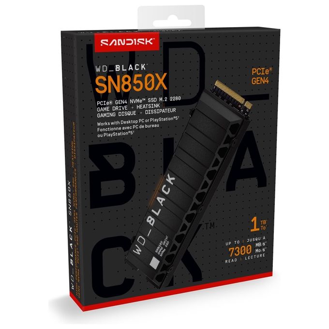 Western Digital WDS100T2XHE WD Black SN850X SSD M.2 NVMe PCIe 4.0 1 TB 7300 MB-s lettura 6300 MB-s scrittura