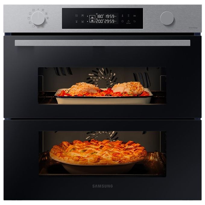 Samsung NV7B45403BS Dual Cook Flex Serie 4 Forno da incasso Elettrico 76 L Classe A+ Dual Cook Vapore Air Sous Vide Wi-Fi 40 programmi (60x60x57 cm) colore Inox