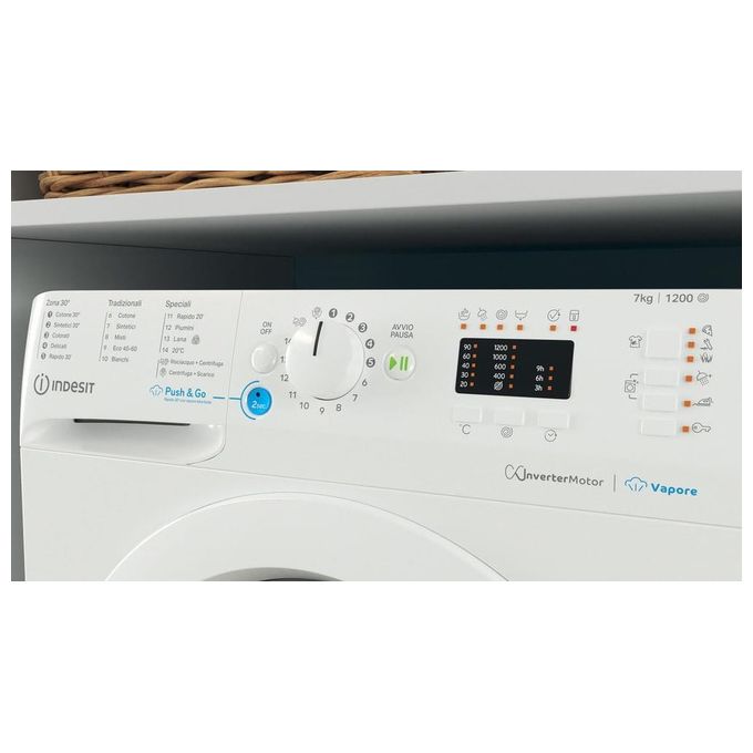Indesit BWSA 7125X WV IT Lavatrice Slim 7 Kg Classe B Profondita' 43 cm Centrifuga 1200 giri Motore Inverter Funzione Vapore