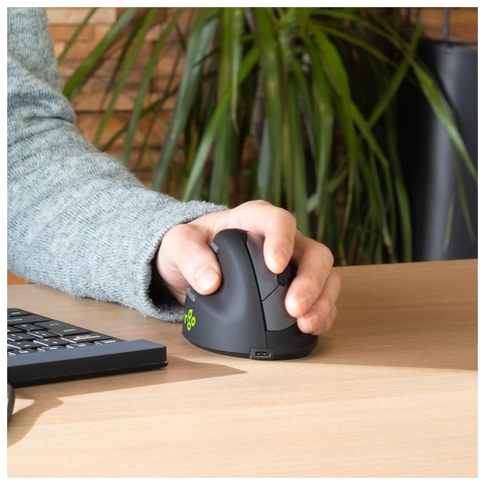 R Go Tools RGOHELELAWL Mouse Ergonomico HE Break Wireless per Mancini con Software di Pausa 5 Pulsanti Programmabili Batteria Ricaricabile colore Nero