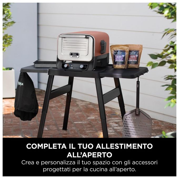 Ninja XSKPZPLEU Woodfire Pala per Pizza per Forno da Esterno OO101EU Pala per Pizza Forata e Leggera Maneggevole Resistente alla Ruggine Pizze Fino a 30cm di Diametro Nero