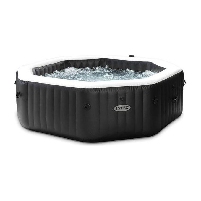 Intex 28458 PureSpa Jet and Bubble Deluxe Spa Gonfiabile Ottagonale 4 Posti 795 L 140 Getti 2200 W colore Nero