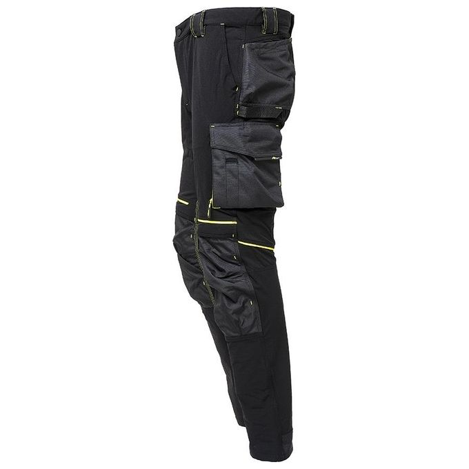 U-power WPE145BC ATOM Pantaloni da Lavoro Uomo Slim Fit Idrorepellente Traspirante con Protezione Ginocchia 90% Nylon 10% Spandex colore Nero