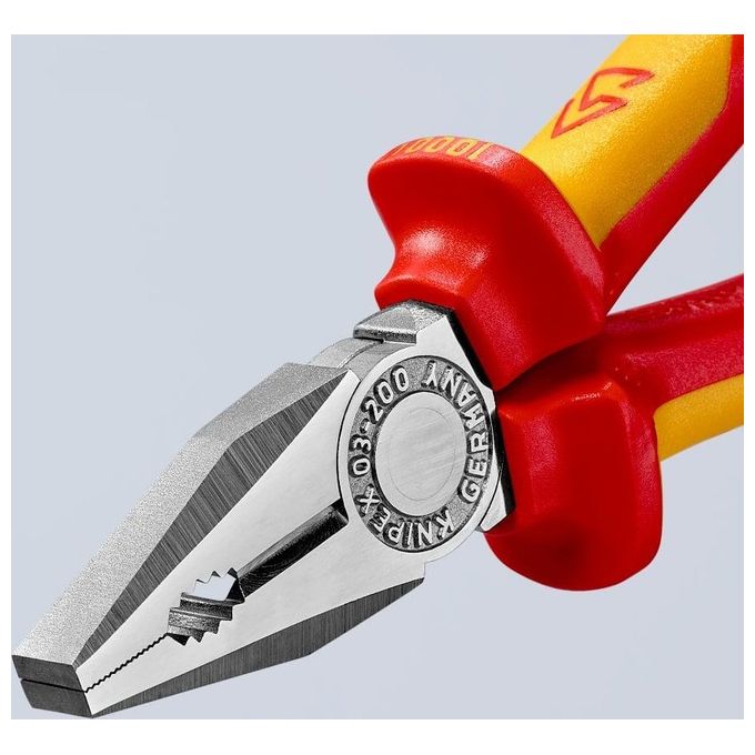 Knipex 03 06 200 Tenaglia Combinata Cromata Isolata VDE 200 mm manici bicomponente colore Cromo