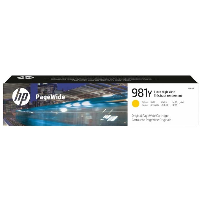 HP 981Y L0R15A Cartuccia Inchiostro Originale da 16000 Pagine, ad Elevata Capacita', Compatibile con le Stampanti HP PageWide Serie Enterprise Color 556 e Enterprise Color Flow MFP 586z, Giallo