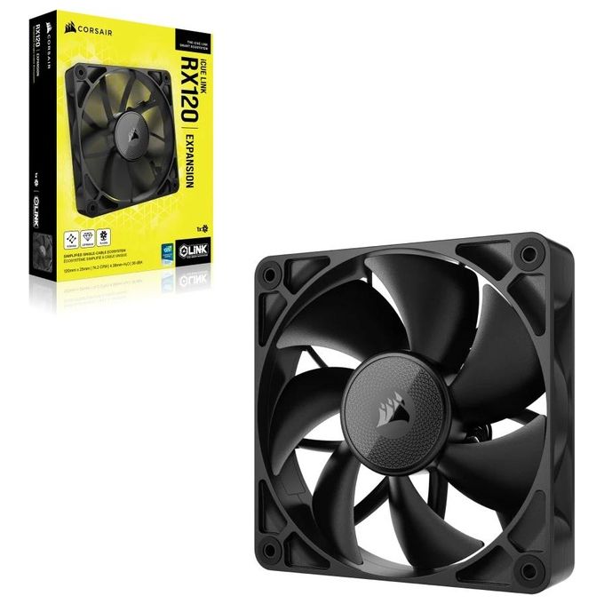 Corsair CO-9051009-WW iCUE LINK RX120 Ventola PWM 120mm Cuscinetto a Cupola Magnetica Nero