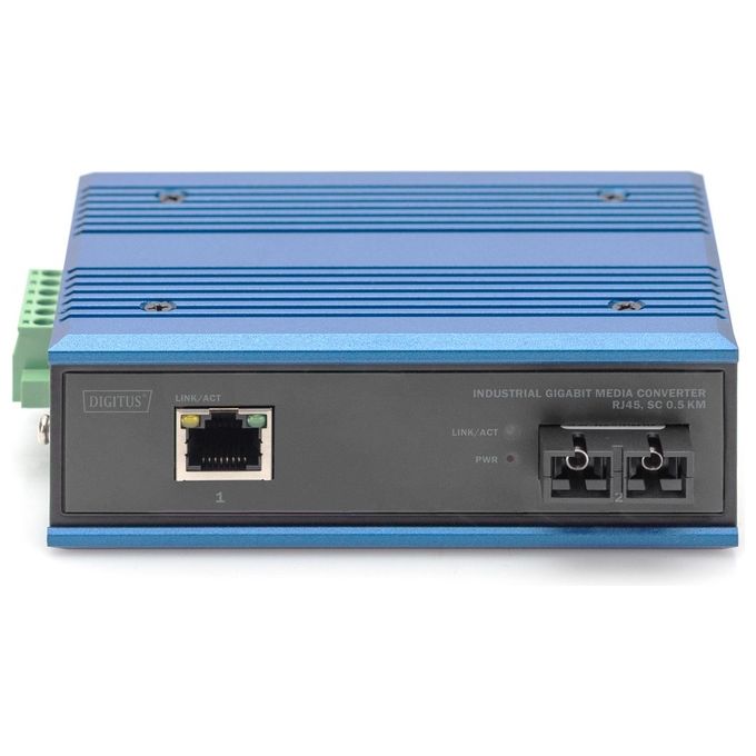 Digitus DN-652101-1 Convertitore Multimediale Gigabit Industriale RJ45 SC 1000 Mbit-s 500 m Fibra Multimodale IP40 colore Nero