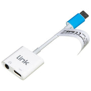 Link Adattatore Splitter Usb-C Maschio per Ricarica Smartphone e Audio con Microfono per Telefonate e Musica 15cm