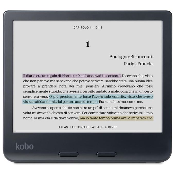 Kobo N428-KU-BK-K-CK Libra Colour eReader 7'' E Ink Kaleido 3 32 GB Wi-Fi Bluetooth IPX8 colore Nero
