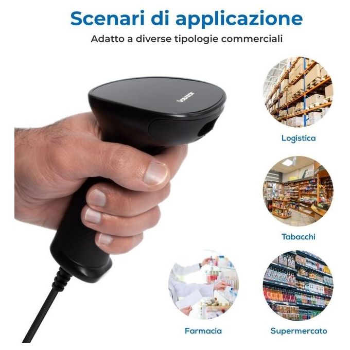 Vultech BC-07M Lettore di codici a barre portatile 1D 2D USB sensore CMOS 640x480 colore Nero