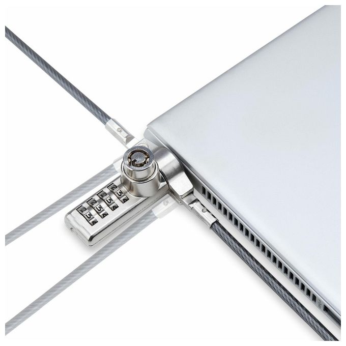 StarTech.com DUALKA10-LAPTOP-LOCK Cavo di Sicurezza per Notebook a Duplice Accesso 2 m con Chiave Identica e Combinazione a 4 Cifre Resettabile Colore Nero