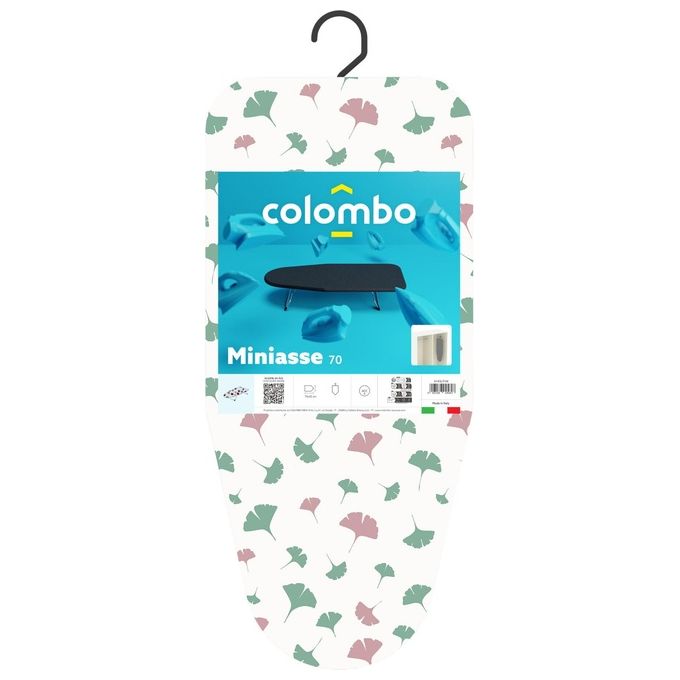 Colombo New Scal A145L01G Miniasse 70 Asse da stiro pieghevole da tavolo 70x32 cm piano cotone piedini antiscivolo colore Verde Rosso Bianco