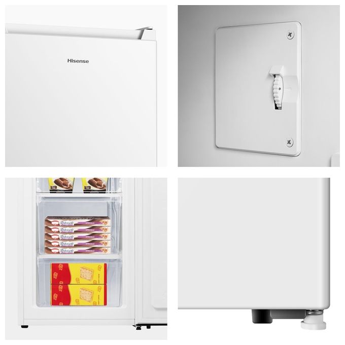 Hisense FV78D4AWE Congelatore Verticale 61 L 84 cm Classe E 38 dB Libera Installazione 3 Cassetti Porta Reversibile colore Bianco