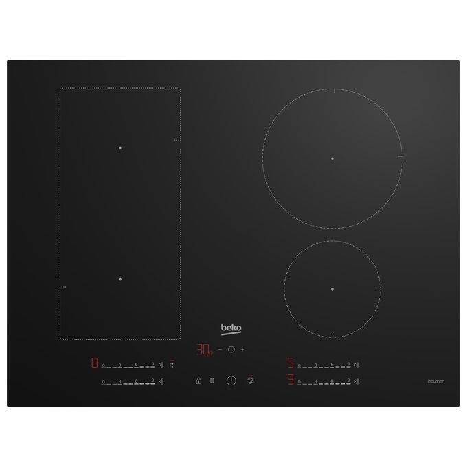Beko 7757188684 bPRO 500 Piano cottura a induzione 70 cm 4 zone con sezione IndyFlex colore Nero