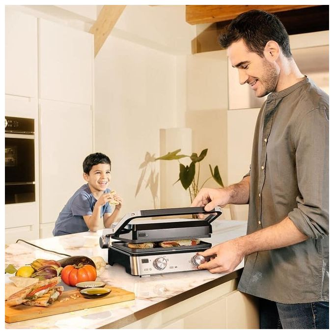 Braun CG 7020 Griglia Elettrica di Contatto 2000 W piastre in ghisa antiaderente PTFE 667 cm² fino a 6 persone colore Nero Acciaio inox