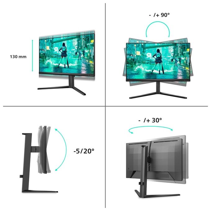 Philips 24M2N3200A Evnia Monitor Gaming 23.8'' IPS Full HD 1920x1080 180Hz 0.5ms AMD FreeSync Premium G-Sync colore Nero