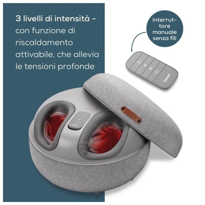 Beurer 10029 Massaggiatore plantare FM 120 Massaggio Shiatsu e a compressione 3 livelli intensita' Funzione riscaldamento colore Grigio