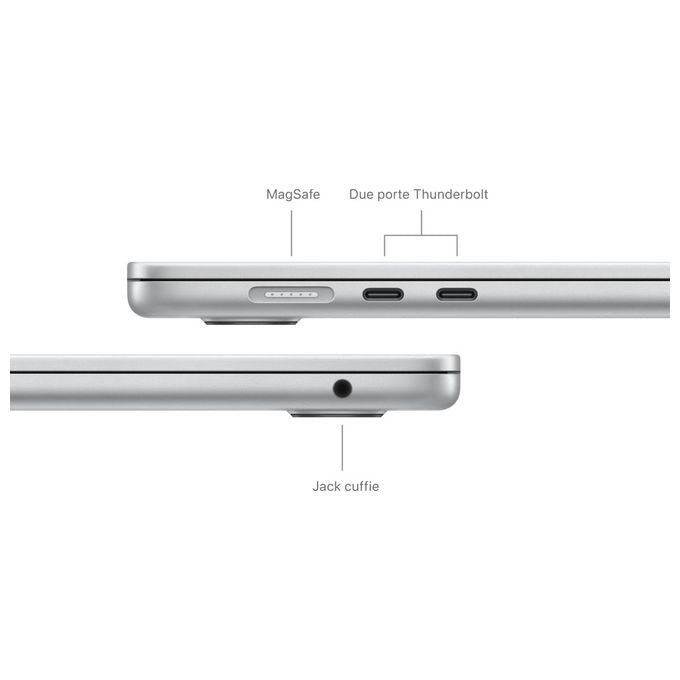 Apple MRYQ3T-A MacBook Air 15'' Computer portatile Chip M3 CPU 8-core GPU 10-core 8 GB 512 GB SSD colore Argento