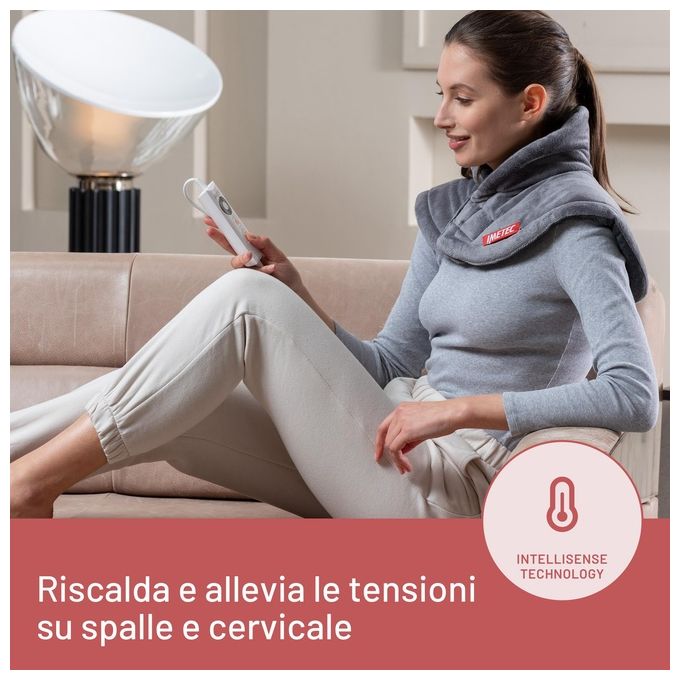 Imetec 16787 Intellisense Cervical Termoforo Cervicale e Spalle 110W 5 temperature riscaldamento rapido lavabile colore Grigio