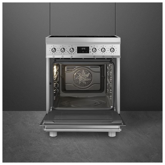 Smeg C6IMXM2 Sinfonia Cucina Piano Cottura Induzione 60 cm 4 Zone Forno Termoventilato 70 L Classe A (90x60x60 cm) colore Acciaio Inox