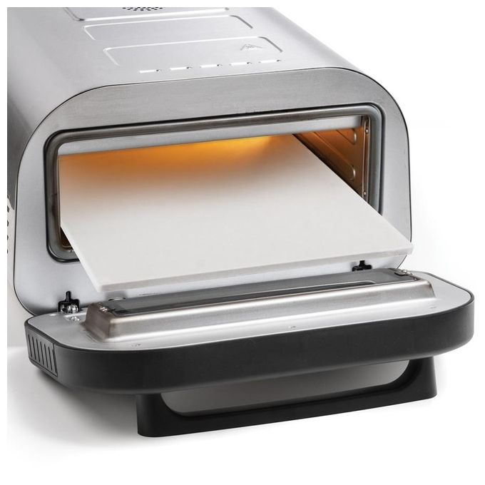 Macom 884 Just Kitchen Forno per Pizza Elettrico Pietra Refrattaria 32 cm 1700W 400°C Timer Digitale colore Nero Inox