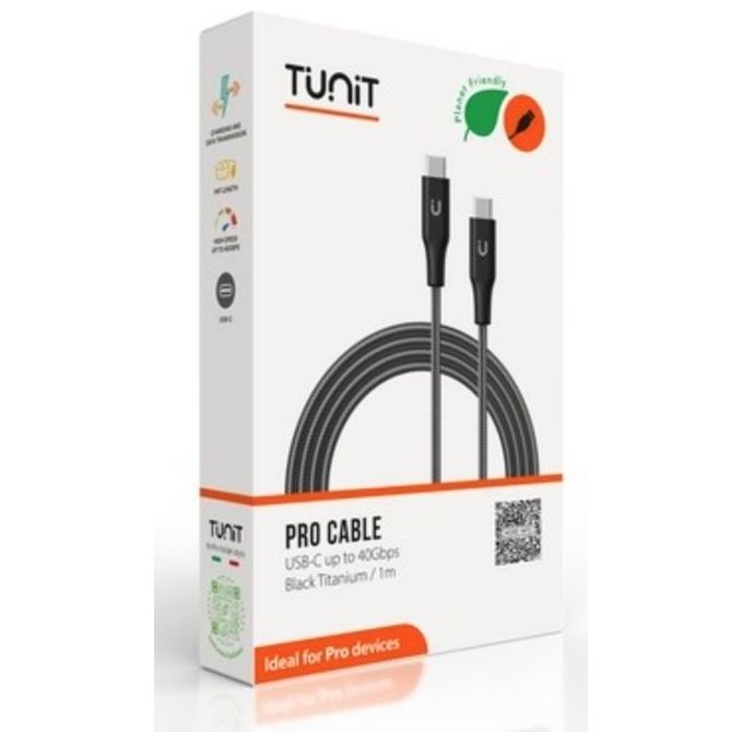 Tunit TTCC1BK Cavo USB-C USB-C USB4 40 Gbit-s 240W 2m colore Nero Titanio