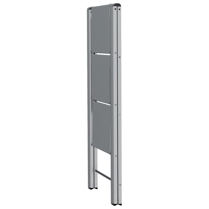 Colombo Sgabello Scala Leonardo 3 Gradini in Alluminio Anodizzato Nero Portata Massima 150kg EN14183 Made in Italy