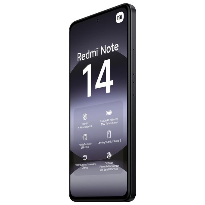 Xiaomi MZB0J01EU Redmi Note 14 Smartphone 4G 6.67'' AMOLED 120Hz 6 GB RAM 128 GB MediaTek Helio G99 Ultra 108 MP 5500 mAh colore Nero