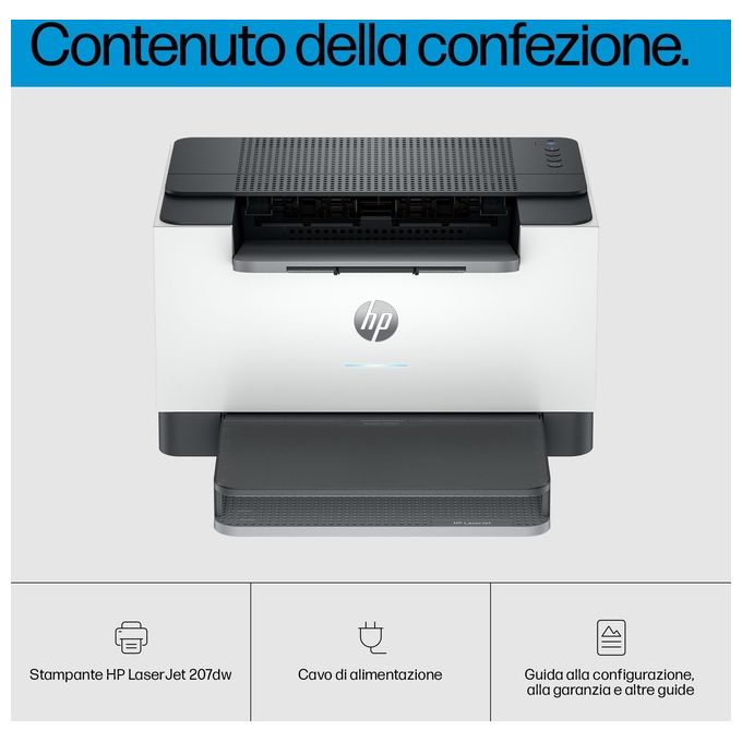 HP 8J9K9F#B19 LaserJet M207dw Stampante Laser Monocromatica A4 Fronte Retro Automatica 27 ppm Wi-Fi Ethernet USB colore Grigio