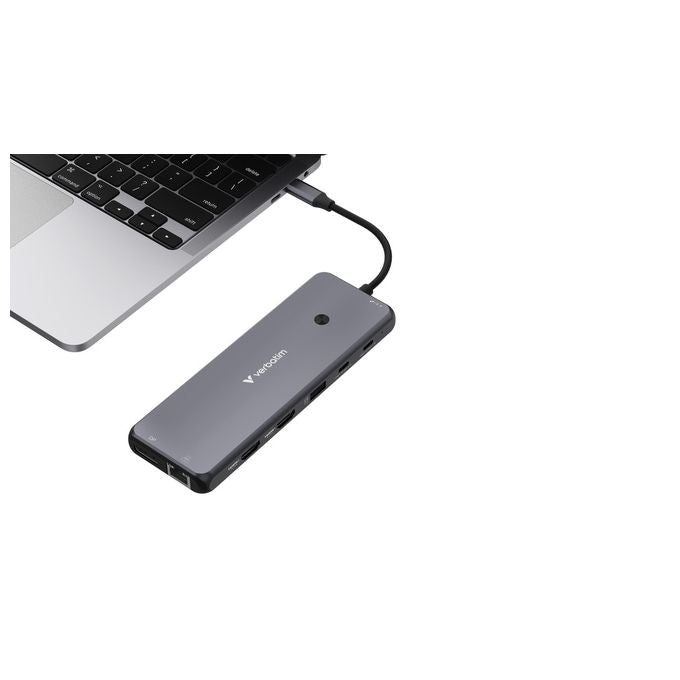 Verbatim CMH-13 Hub USB-C Pro Multiporta 13 Porte 2x HDMI 8K DisplayPort RJ45 PD 85W 10 Gbps colore Argento