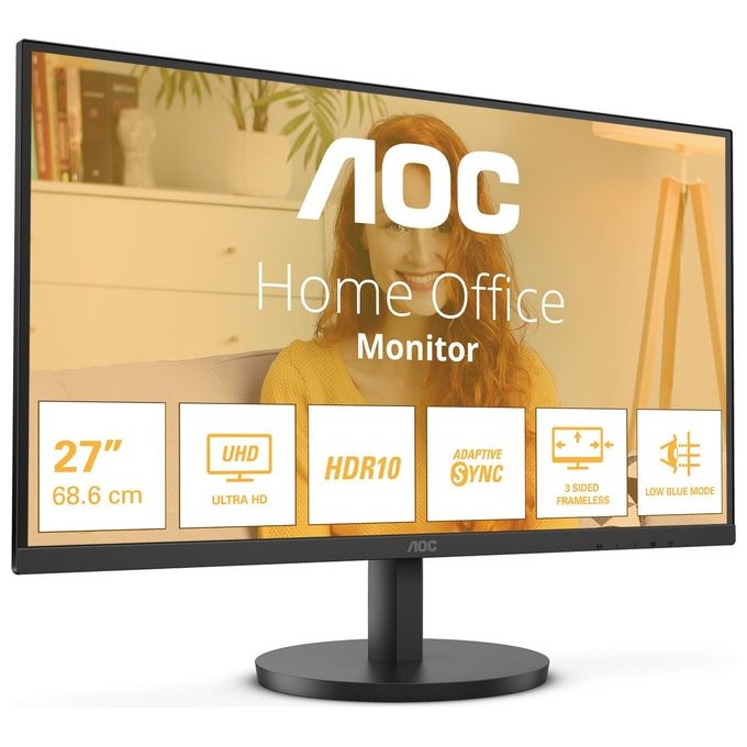 AOC U27B3M Monitor PC 27'' 4K UHD VA 3840x2160 60 Hz HDR10 AdaptiveSync 2x HDMI 2.0 DisplayPort 1.4 Altoparlanti colore Nero