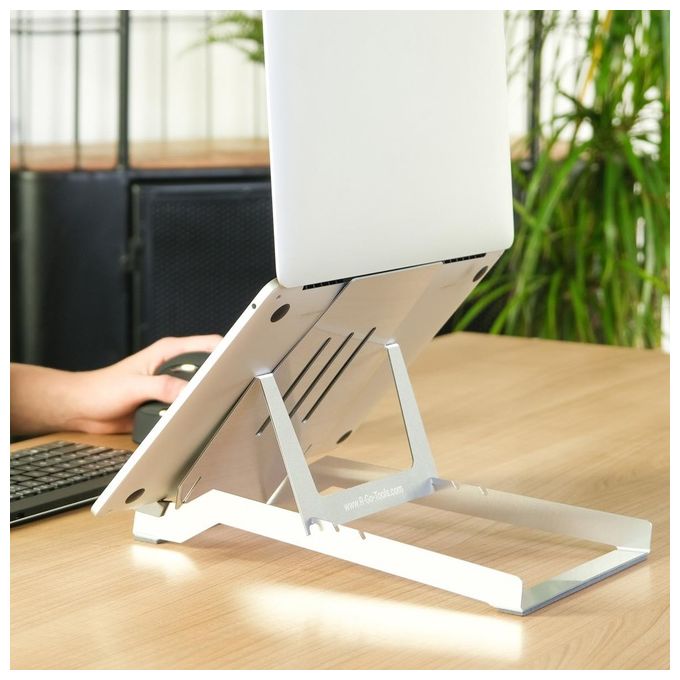 R-Go Tools RGORIBASI Supporto per laptop R-Go Riser Basic Regolabile in Altezza 3 Posizioni Alluminio HYLITE colore Argento