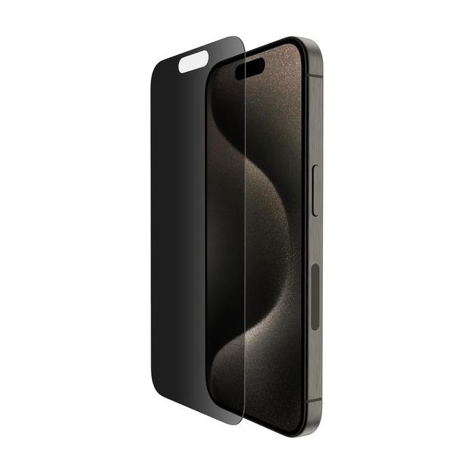 Belkin OVA149ZZ Vetro Temperato Privacy Antimicrobico per iPhone 15 Pro 6.1'' Durezza 9H Resistente ai Graffi