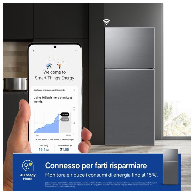 Samsung RT38CG6624S9ES EcoFlex AI Frigorifero Doppia Porta 393 L 171,5 cm Classe E 39 dB No Frost Wi-Fi colore Acciaio Inox