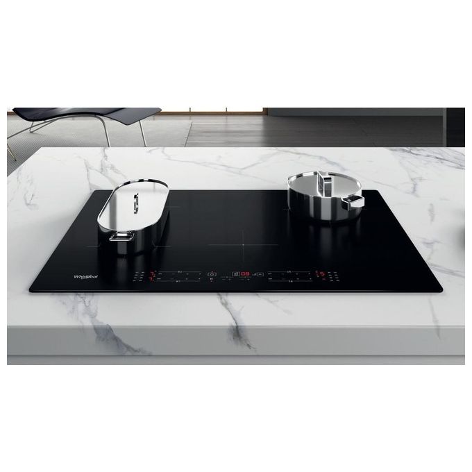 Whirlpool WB B4877 NE Piano cottura Induzione 77 cm 4 Zone ConnexionZone Booster Touch Control 6° Senso colore Nero