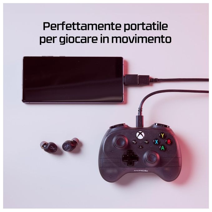 HyperX 8B1S0AA Clutch Tanto Mini Controller Gaming Cablato USB Xbox Series X-S Xbox One PC Android colore Nero
