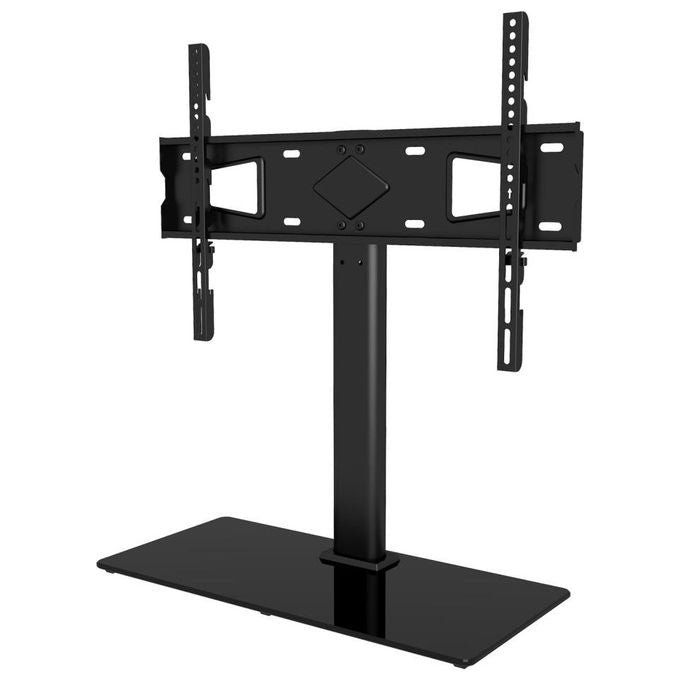 Techly ICA-LCD S07L Supporto Universale da Tavolo per TV 32'' a 65'' VESA 75x75 fino a 600x400 Altezza Regolabile Peso Massimo 45 Kg con Base in Vetro Temperato colore Nero