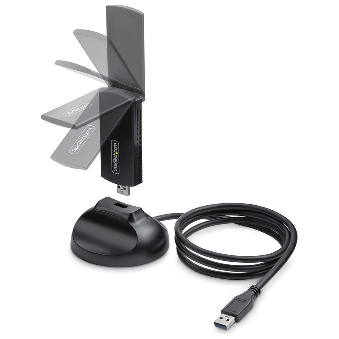 StarTech.com AX54005A-USB-WIFI-6E Chiavetta USB Wi-Fi 6E Tri-Band 2,4 5 6 GHz con Antenna Pieghevole USB 3.0 colore Nero