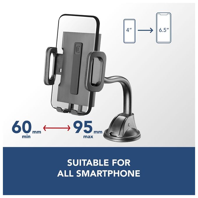 Cellular Line Hug Flexi Universal Supporto smartphone da auto con fissaggio a ventosa