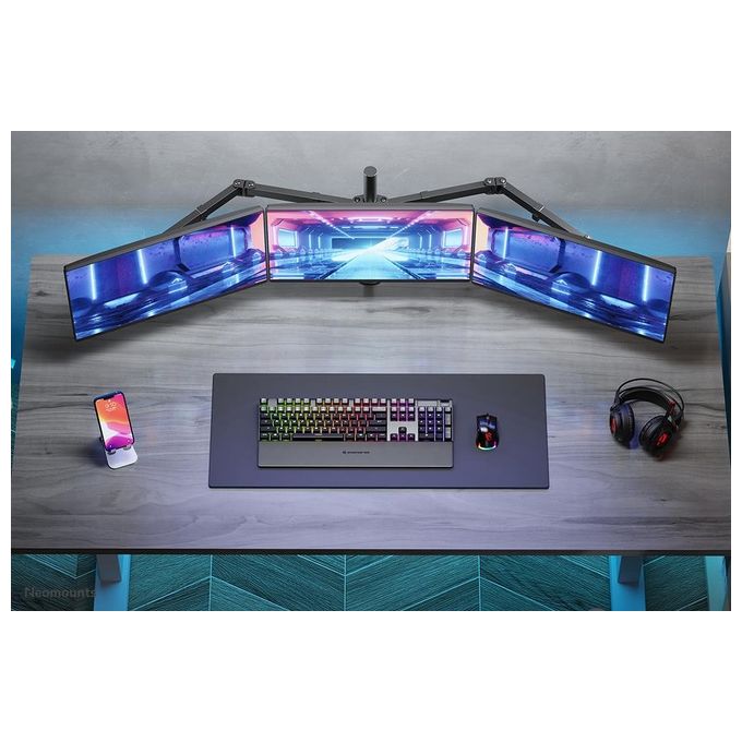 NewStar Triple Desk Mount Montaggio a Scrivania per 3 Schermi Lcd Dimensione Schermo 10''-27'' Nero