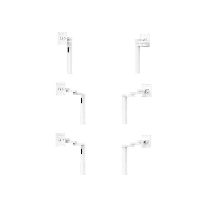 Compulocks MCRSTDEXW Carrello Multimediale Mobile con Braccio Articolato VESA 75x75 100x100 mm per Schermo fino a 15'' Altezza Regolabile 1160-1590 mm con Ruote Bloccabili colore Bianco
