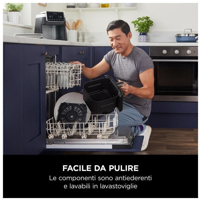 Ninja AF180EU Friggitrice ad aria 6.2 L 2000W 6 Programmi Display Digitale Antiaderente Lavastoviglie colore Nero