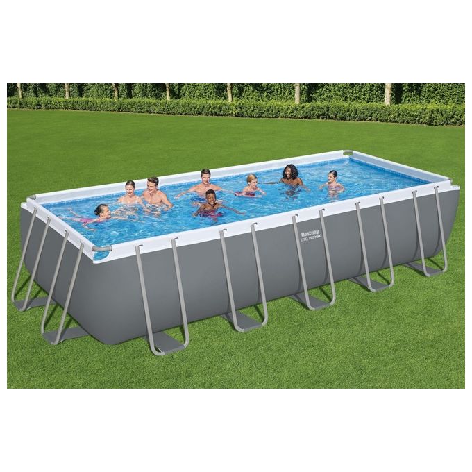 Bestway 5612B Power Steel Piscina Fuori Terra Rettangolare 640x274x132 cm 19281 L Filtro Sabbia colore Bianco