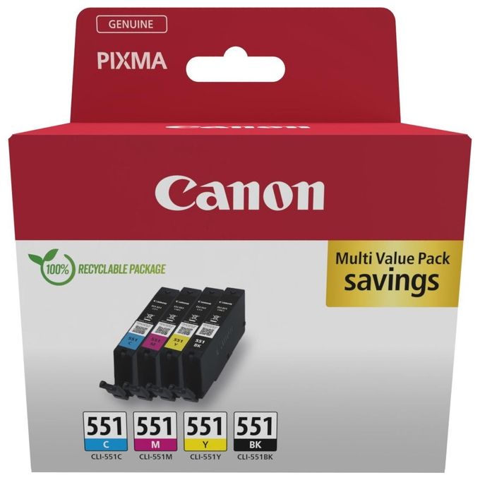 Canon 6509B016 Cartuccia Inkjet Multipack Originale Nero Ciano Magenta Giallo colore Nero Ciano Magenta Giallo