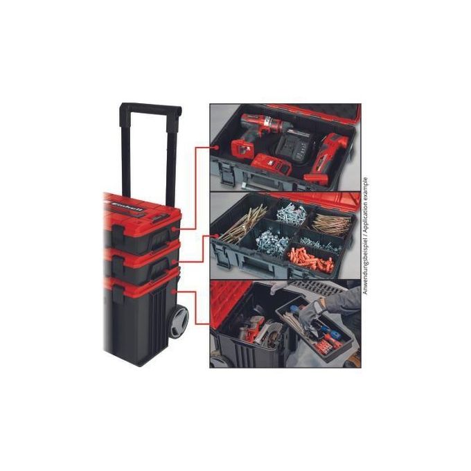Einhell 4540015 E-Case Tower Custodia attrezzi Polipropilene resistente al caldo e splash resistant (41.5x27.3x32 cm) colore Nero Rosso