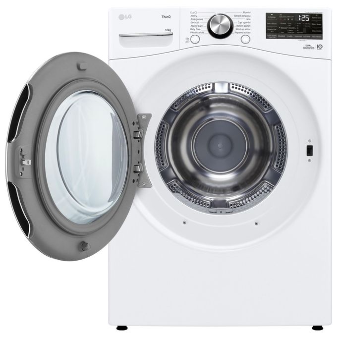 LG RH18U8AVCW Asciugatrice Pompa di Calore 18 Kg Classe D DUAL Inverter Direct Drive AI Dry Wi-Fi (99x77x82 cm) colore Bianco