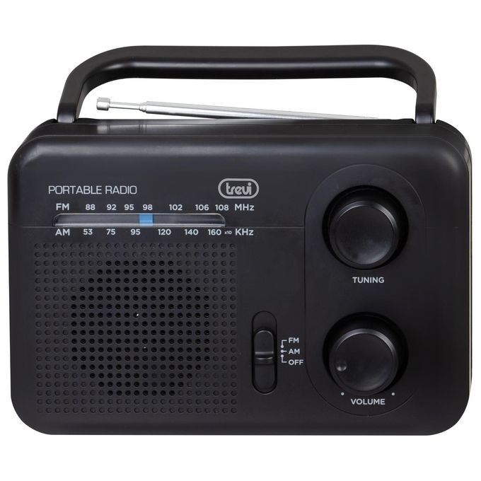 Trevi 0RA7F6400 Radio Portatile Analogico con Sintonizzatore AM FM Alimentazione DC Batteria 3 C Cuffia 3.5 mm colore Nero