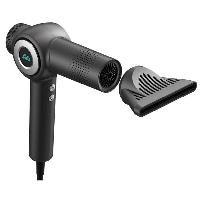 Solis 3804 AirVolution Asciugacapelli 1600 W Tecnologia Ionica 4 Velocita' e Display TFT LCD con Accessori Magnetici colore Antracite