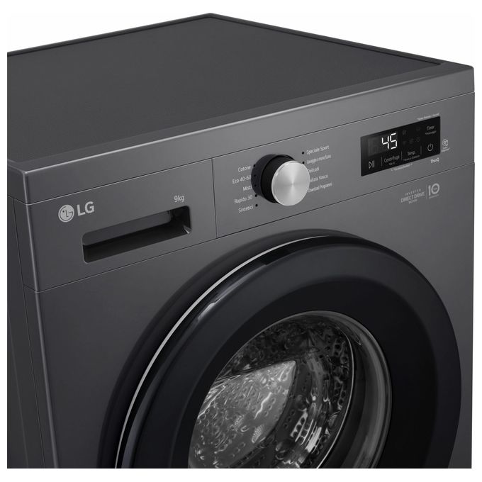 LG F4NX1009NMB Serie X1 - Lavatrice a carica frontale 9 kg, 1400 rpm, Classe A, 6 Motion Direct Drive, Allergy Care, Wi-Fi, (85x60x55 cm), Nero